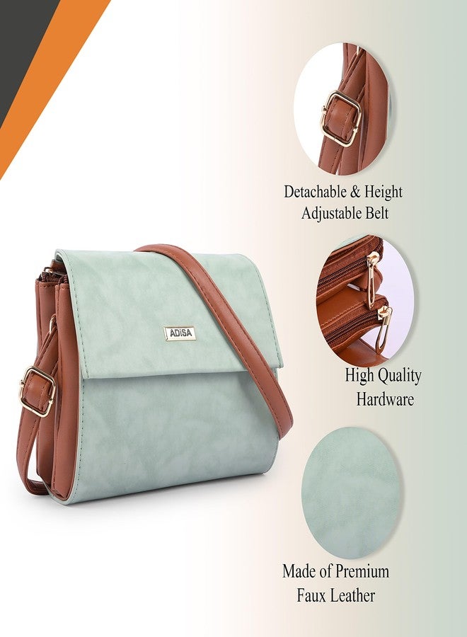 ADISA Women Girls Dual Cross Body Sling Bag (SL5158-GRN) - Image 3
